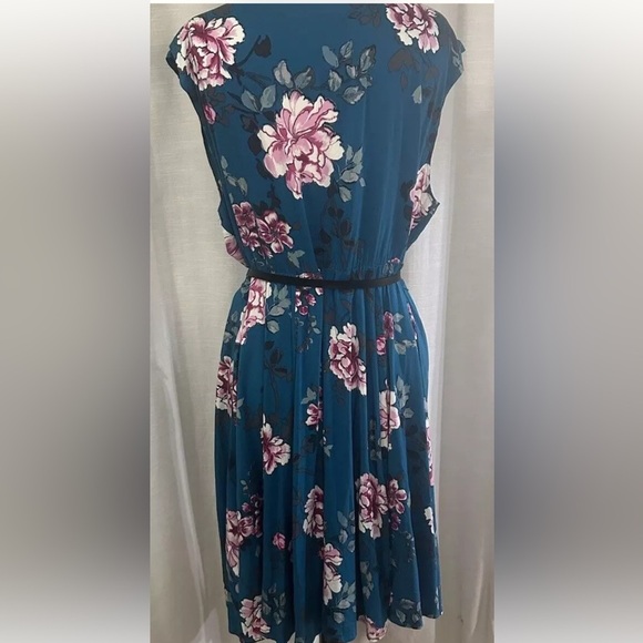 Torrid Boho Teal Floral Mini Challis Dress Sweetheart Neck Elastic Waist Plus Sz - Picture 10 of 13